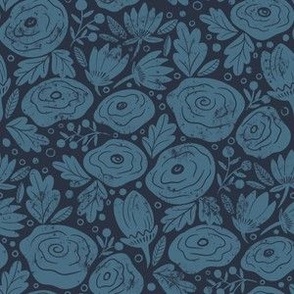 English Orchard floral - small navy