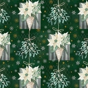 victorian mistletoe and poinsettia bundles 4in