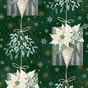 victorian mistletoe and poinsettia bundles 8in