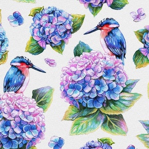 realistic hydrangea and birds light