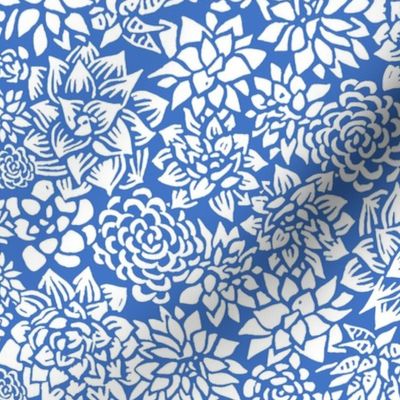 Block Print Succulents - Blue