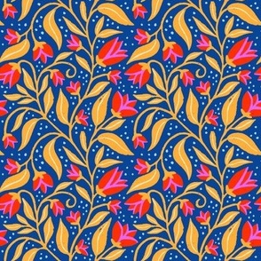 S - Vibrant Blooms - Blue Gold Pink