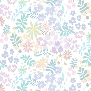 Ditsy Garden Repeating Pattern in Soft Pastels