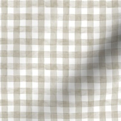 Pewter Brown Grey Watercolor Gingham - Ditsy Scale - Buffalo Plaid Checkers Historical Sand Silver Gunmetal Smoke