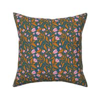 S - Vibrant Blooms - Teal Brown Pink