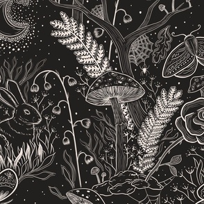 Midnight forest block print