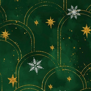 glittery christmas arches on forest green 24in