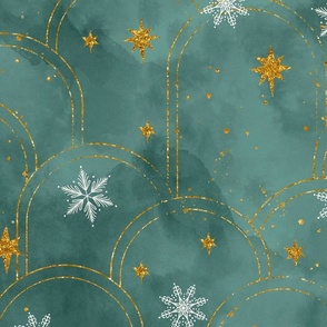 glittery christmas arches on teal 24in