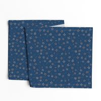Apricot crush and Peach pink floral on navy blue