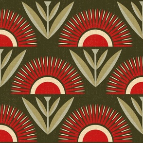 ( L) geometric red and white flowers 
