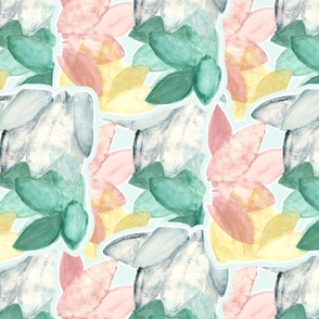 Pastel Overlapping Tropical Leaves - Large Print