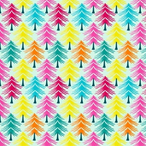 colorful christmas trees on mint green | medium