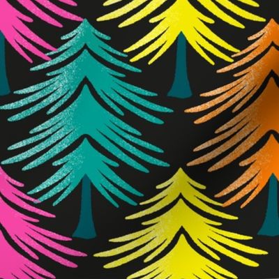 colorful christmas trees on black | large