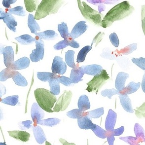 Large scale lilac baby flowers - watercolor small florals for modern home decor bedding nursery p315-6