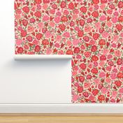 Romantic Roses and Hearts - Cream background