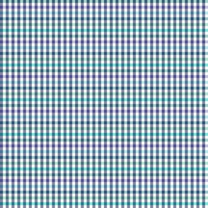 Shades of Blue and Green Micro-plaid on White Background