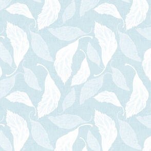 Falling leaves in aqua blue linen textured