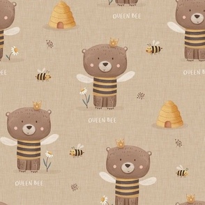 Bear in a queen bee dress