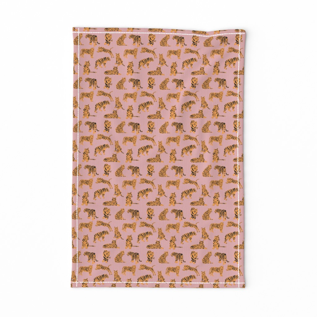 Tigers on Pink | Small Version | orange-gold and pink tiger print