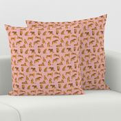 Tigers on Pink | Small Version | orange-gold and pink tiger print