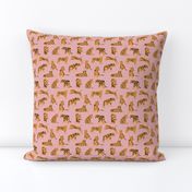 Tigers on Pink | Small Version | orange-gold and pink tiger print