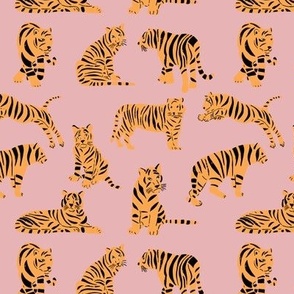 Pink Tiger Print Fabric, Wallpaper and Home Decor