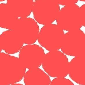 Small Coral red and white Overlapping Abstract Polka Dots - red White Geometric - Modern Graphic artistic brush stroke spots - Minimal Trendy Scandi Style Circles