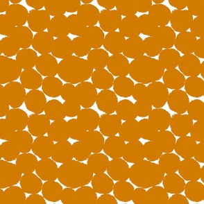 Small Desert Sun (dark orange yellow) and white Overlapping Abstract Polka Dots - Orange brown White Geometric - Modern Graphic artistic brush stroke spots - Minimal Trendy Scandi Style Circles