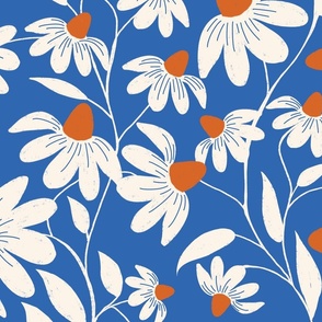 Floriography - White Coneflower - Cobalt Blue