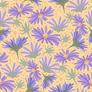 Purple daisies - peach yellow