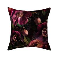 Large Opulent Antique Baroque Maximalistic Flowers Romanticism - Gothic And Mystic inspired Dark Burgundy