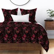 Small - Opulent Antique Baroque Maximalistic Flowers Romanticism - Gothic And Mystic inspired Dark Burgundy