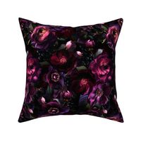 Small - Opulent Antique Baroque Maximalistic Flowers Romanticism - Gothic And Mystic inspired Purple Burgundy