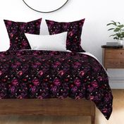 Small - Opulent Antique Baroque Maximalistic Flowers Romanticism - Gothic And Mystic inspired Purple Burgundy