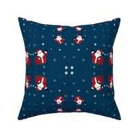Dark navy blue background -  Merry Christmas Santa Claus snowflakes simplicity 