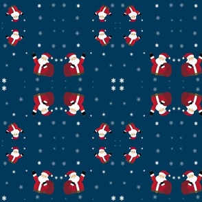 Dark navy blue background -  Merry Christmas Santa Claus snowflakes simplicity 
