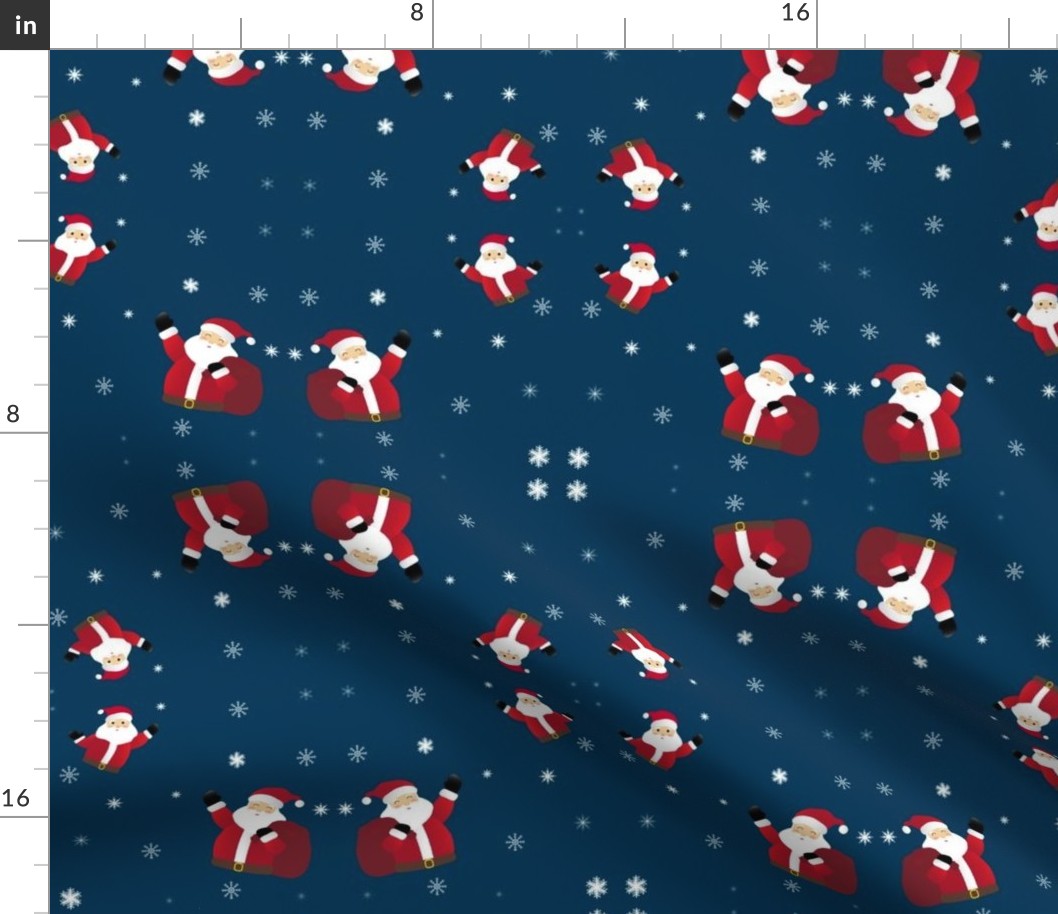 Dark navy blue background -  Merry Christmas Santa Claus snowflakes simplicity 