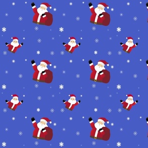 Dark Cornflower blue background - Merry Christmas Santa Claus snowflakes 