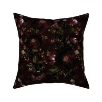 Small - Opulent Antique Baroque Maximalistic Flowers - Gothic And Mystic inspired Shiny Romanticism Burgundy