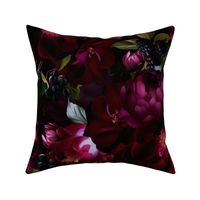 Large - Opulent Antique Baroque Maximalistic Flowers - Gothic And Mystic inspired Shiny Romanticism Midnight Burgundy