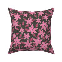 Clematis Flower Floral Pattern in Pink and Purple