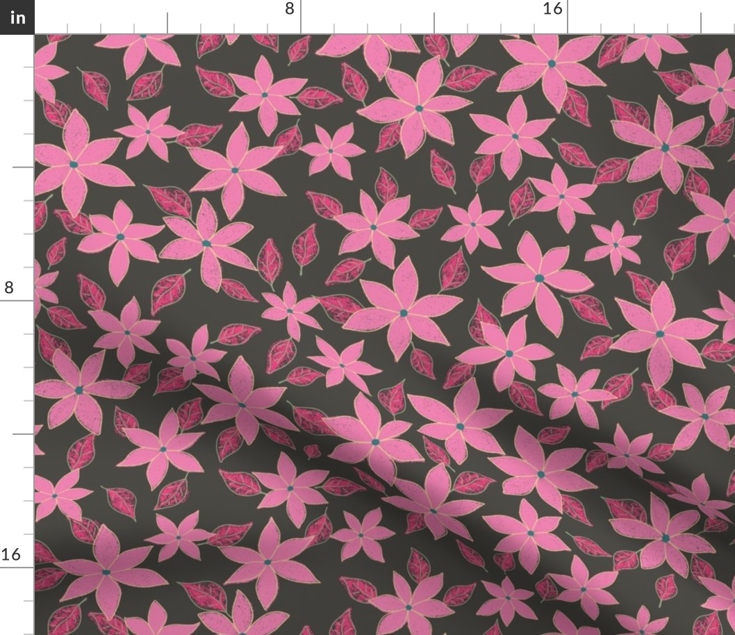Clematis Flower Floral Pattern in Pink and Purple