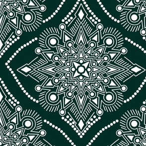 Dot Mandala in Forest Green and White