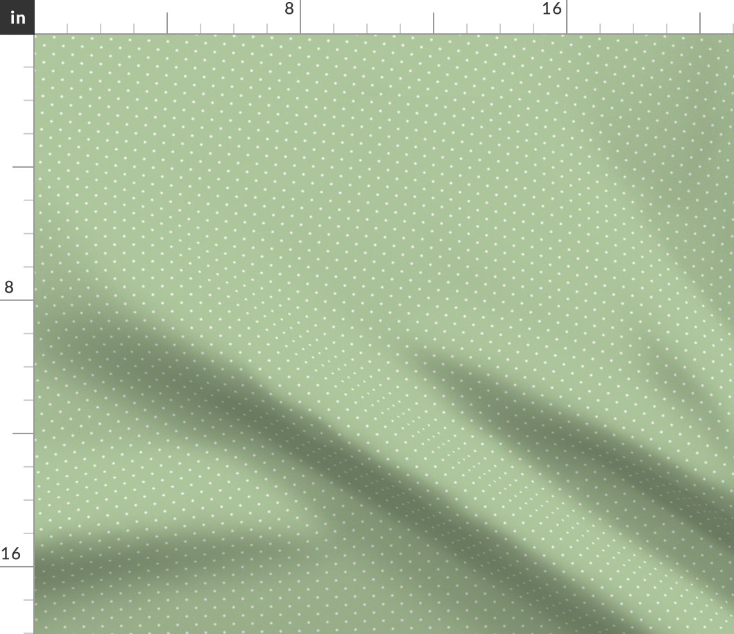 Swiss Dots white on moor green - micro scale