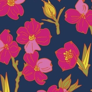 'Floriography' Dogwoods in Bold Pinks & Navy