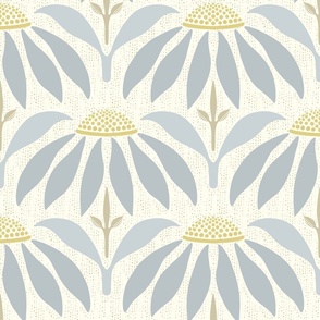 Meadow coneflowers in pale blue and gold on cream