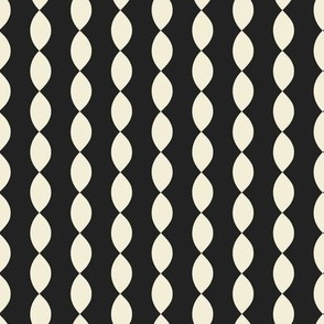 Vertical Leaf Stripes // medium print // Pearl White on Dramatic Onyx