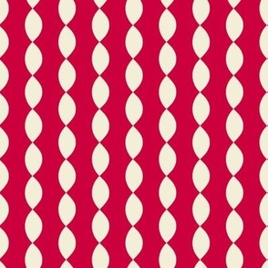 Vertical Leaf Stripes // medium print // Pearl White on Cabaret Crimson