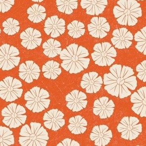 Block print flowers in orange
