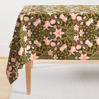 Floriography - William Morris Inspired  - Clematis, Magnolia, Ivy, Edelweiss, Daffodils - Large Scale